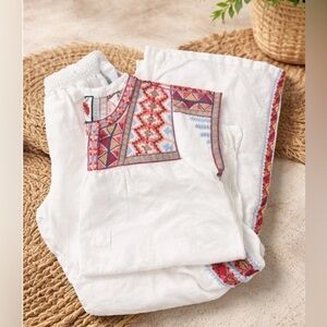 SET Johnny Was Embroidered Two Piece Linen Top & Pants | Mixed Sizes M/ L | Boho